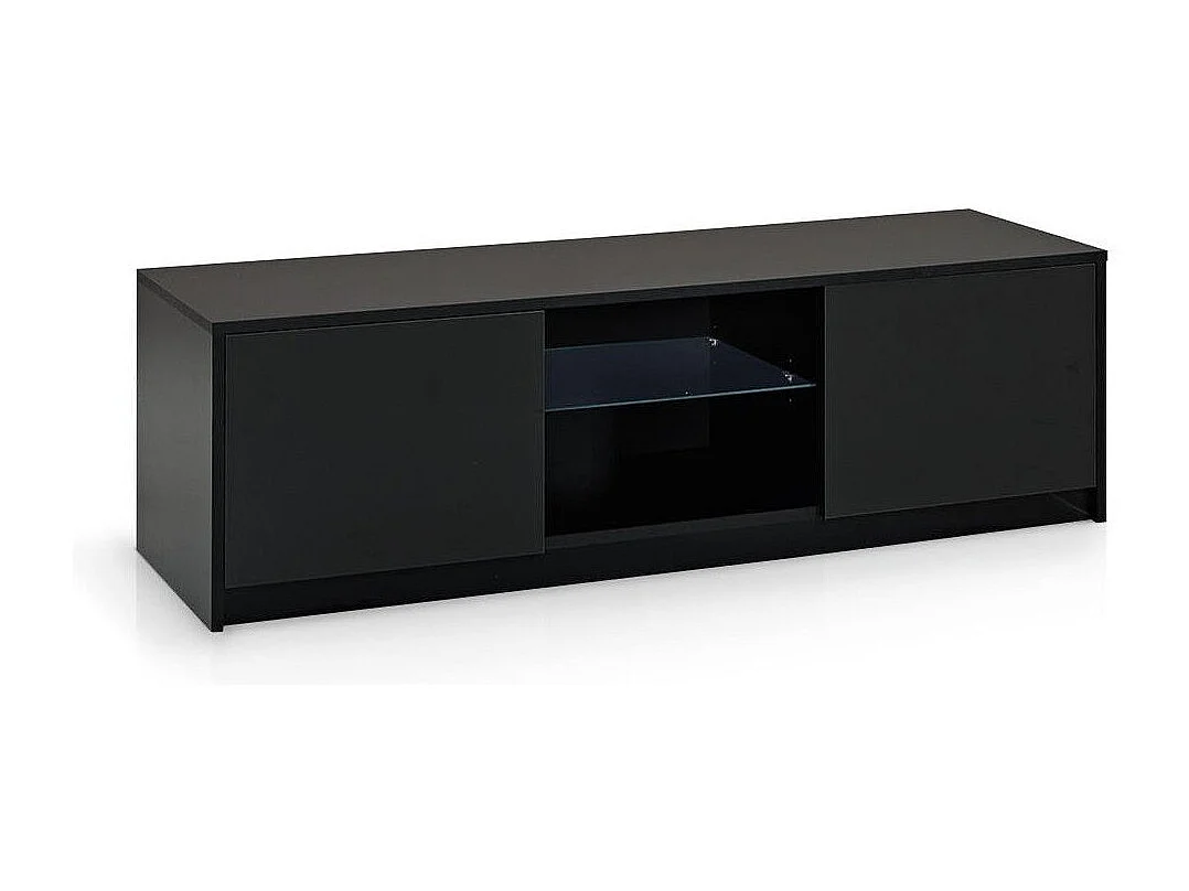 Meuble TV suspendu 2 porte mélaminé noir Aumi L 150cm