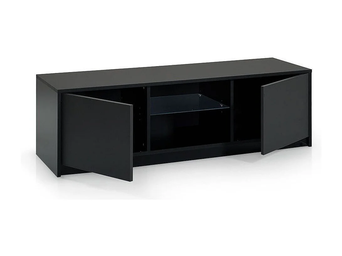 Meuble TV suspendu 2 porte mélaminé noir Aumi L 150cm
