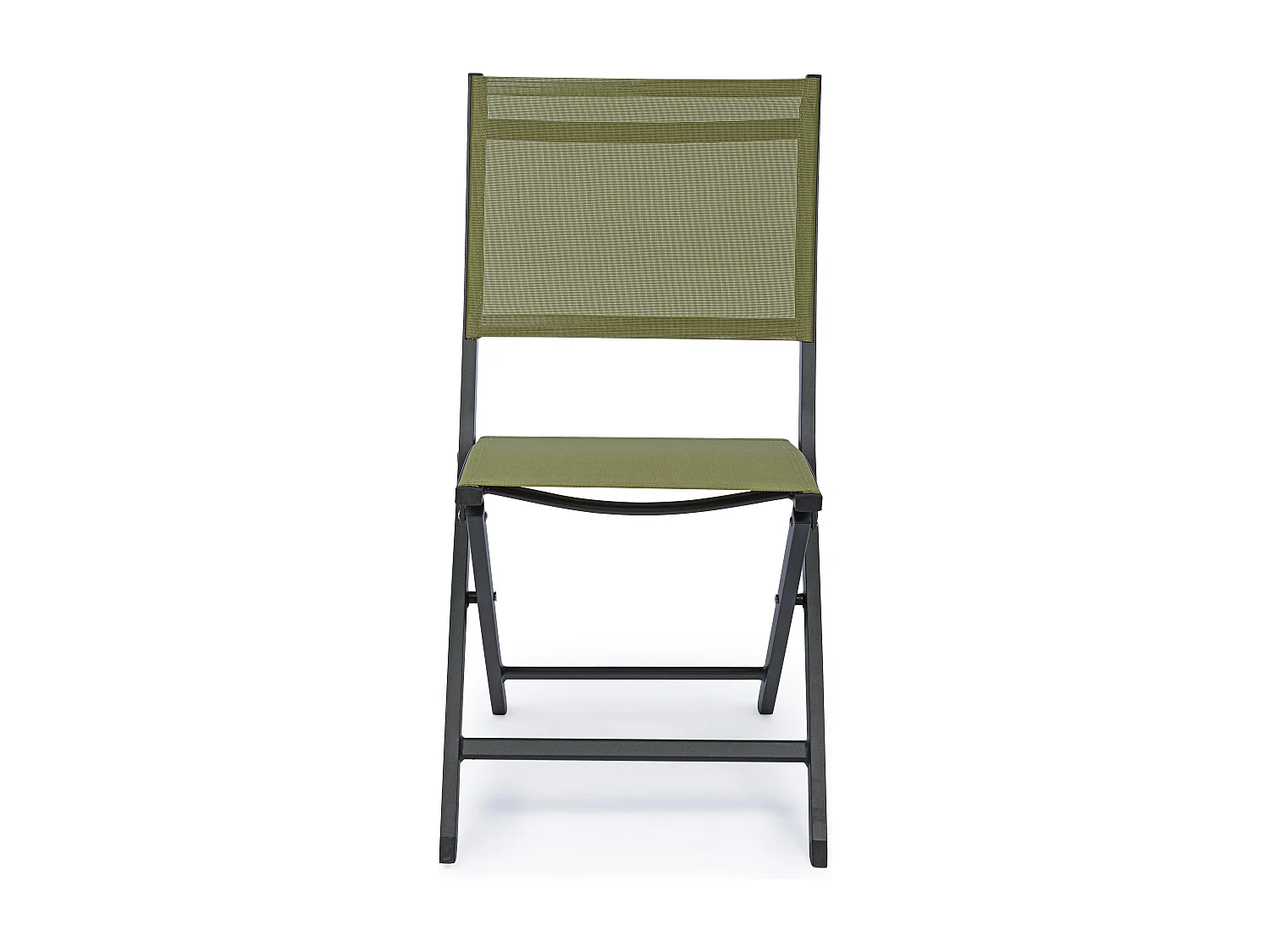 Lot de 4 chaises pliantes ELIN – Aluminium & textilène-Vert kaki