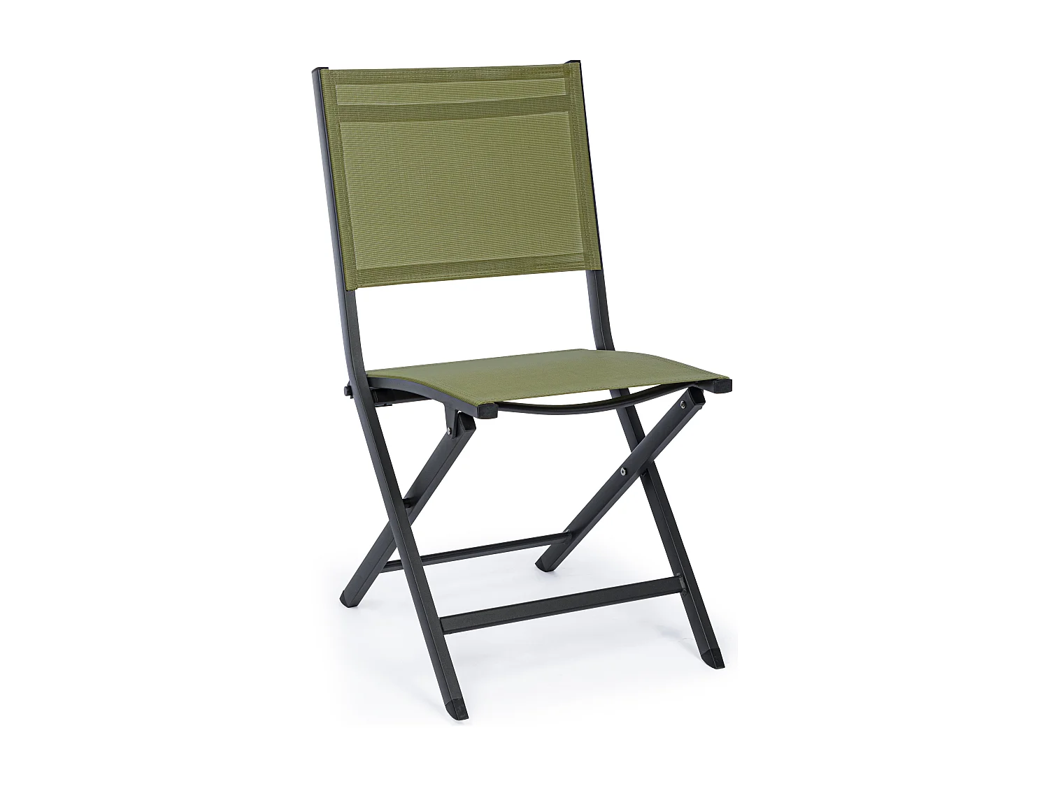 Lot de 4 chaises pliantes ELIN – Aluminium & textilène-Vert kaki