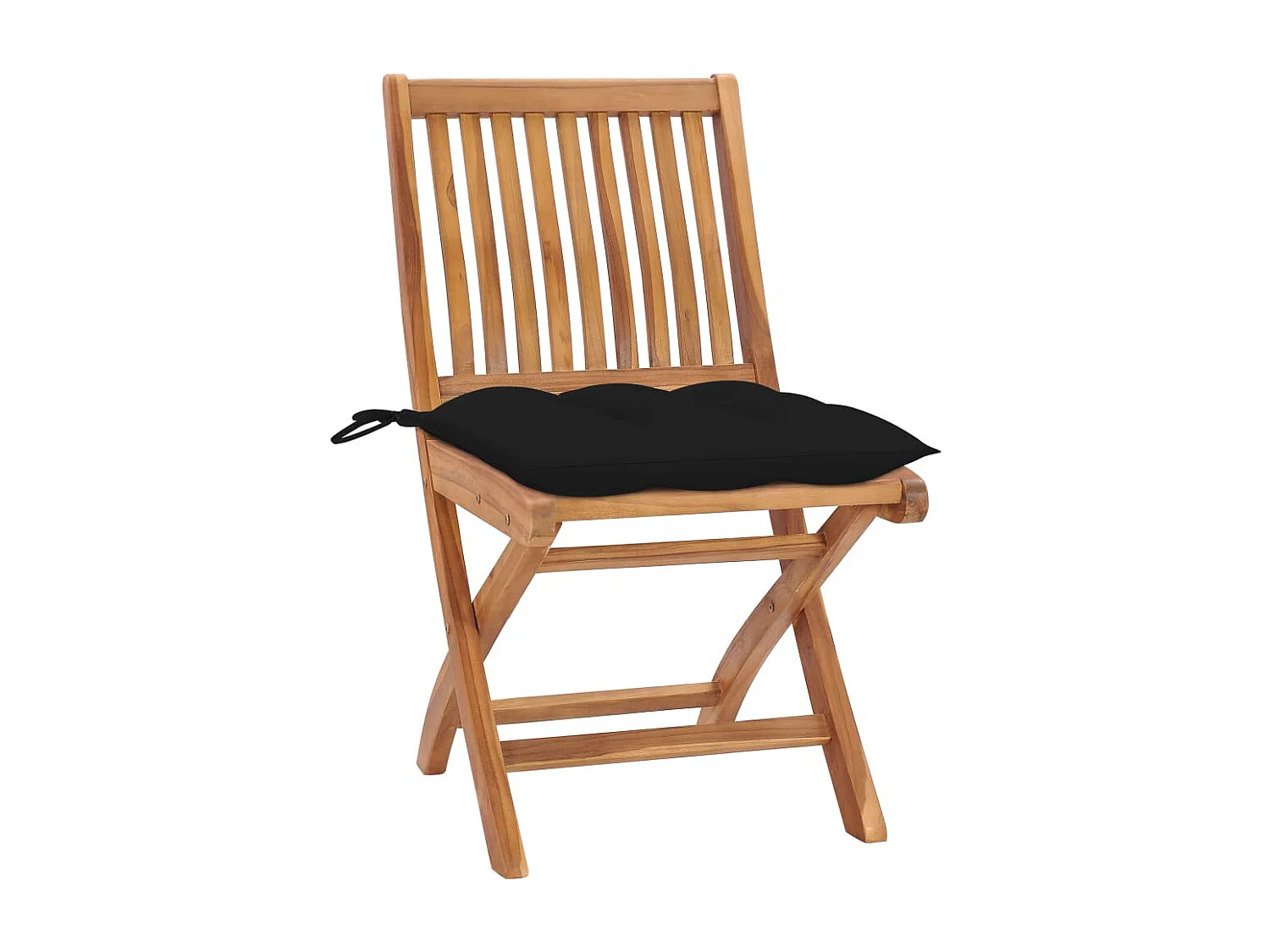 Chaise de jardin 2 pc avec coussin noir Bois de teck massif