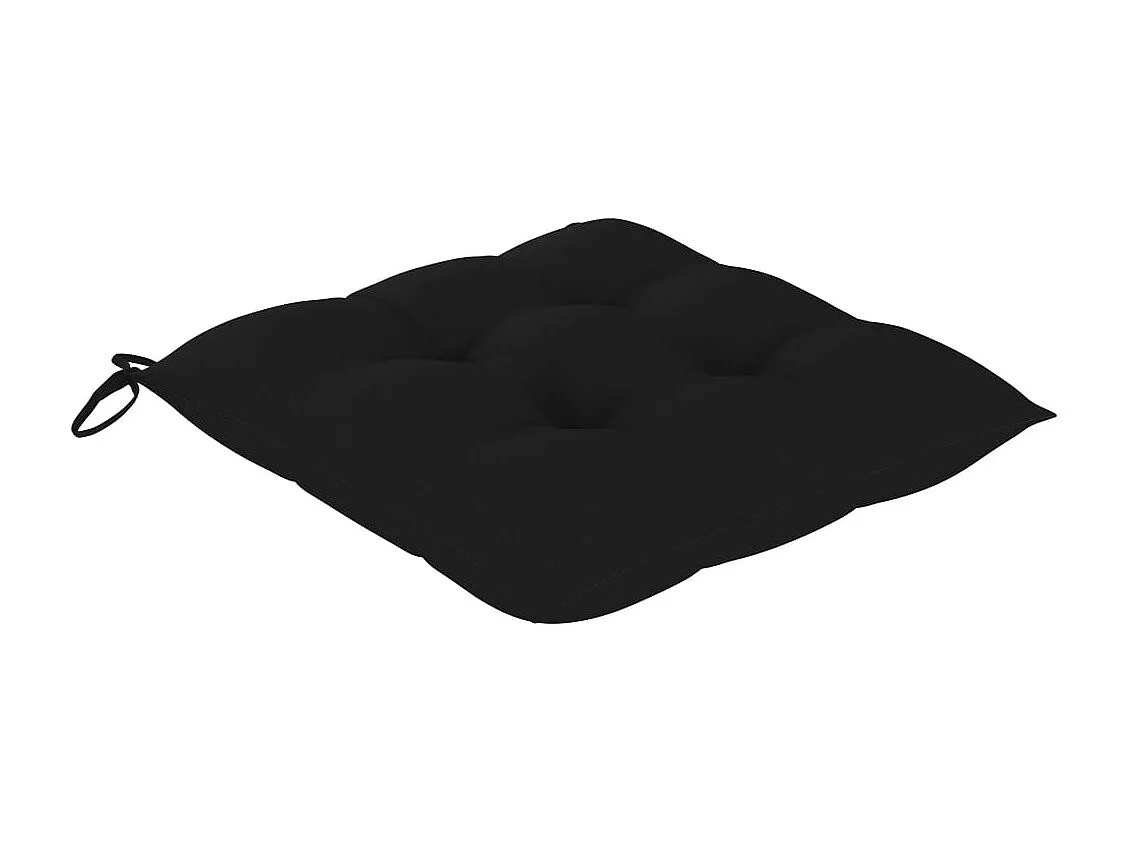 Chaise de jardin 2 pc avec coussin noir Bois de teck massif
