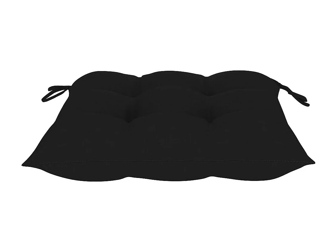 Chaise de jardin 2 pc avec coussin noir Bois de teck massif