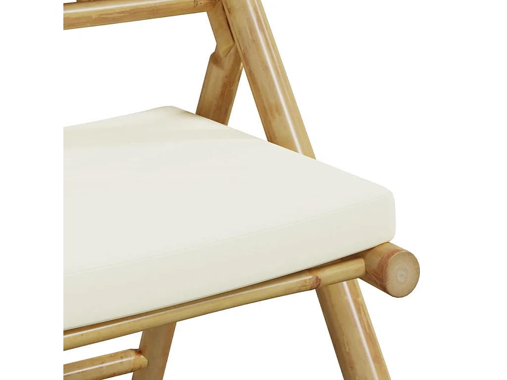 Chaise de bistro pliante lot de 2 et coussin blanc crème