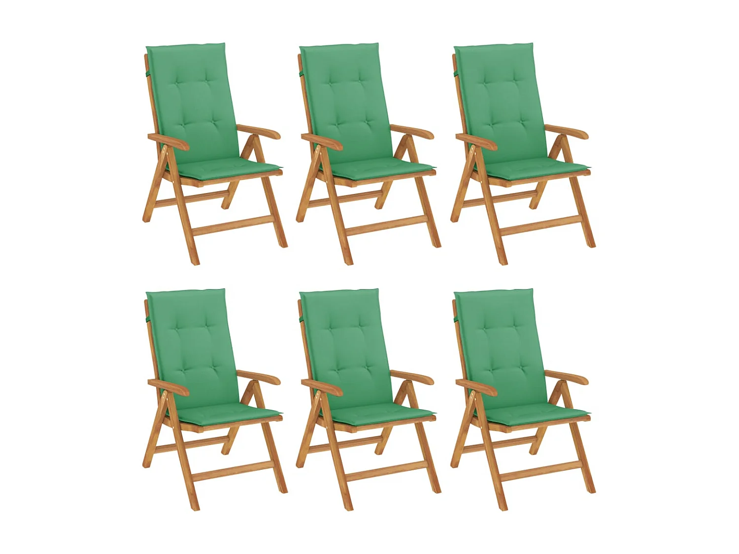 Chaise de jardin inclinable et coussin lot de 6 bois teck