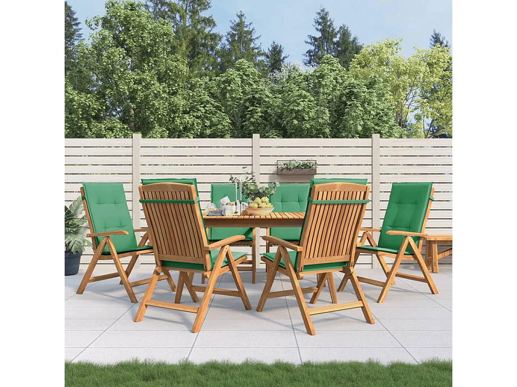 Chaise de jardin inclinable et coussin lot de 6 bois teck