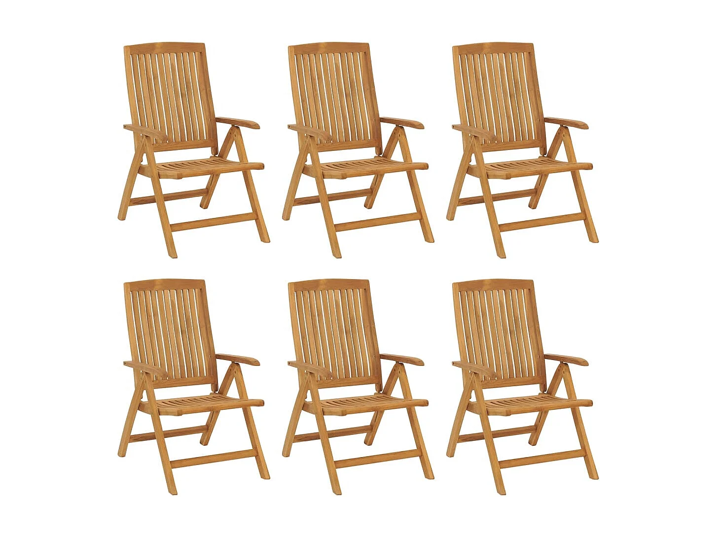 Chaise de jardin inclinable et coussin lot de 6 bois teck