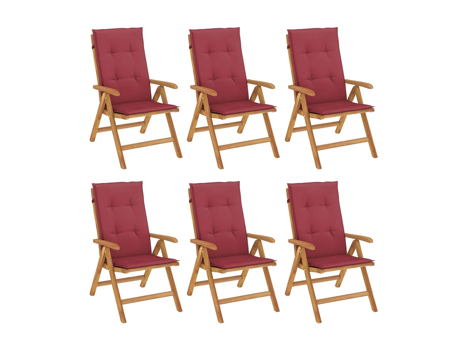 Chaise de jardin inclinable et coussin lot de 6 bois teck