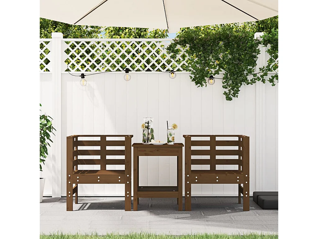 Chaise de jardin lot de 2 marron miel 61,5x53x71 pin massif