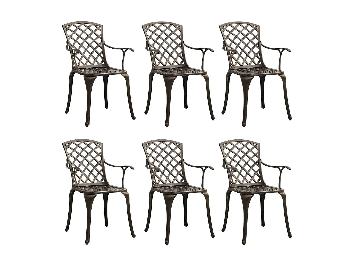 Chaise de jardin lot de 6 fonte d'aluminium bronze