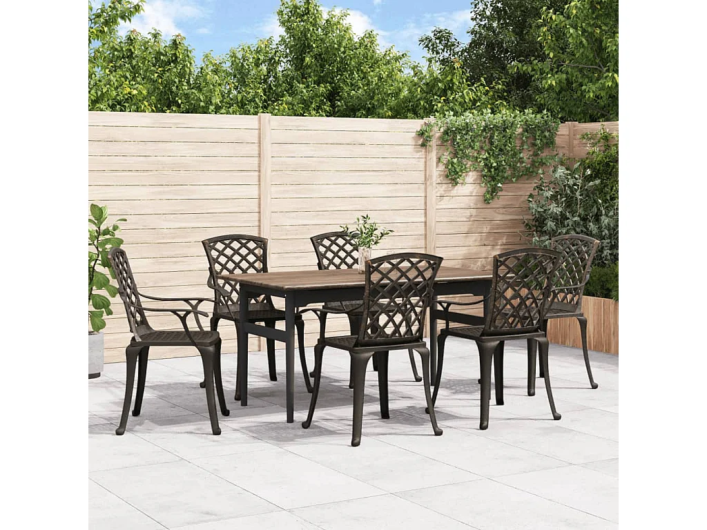 Chaise de jardin lot de 6 fonte d'aluminium bronze