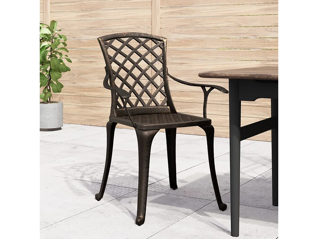 Chaise de jardin lot de 6 fonte d'aluminium bronze
