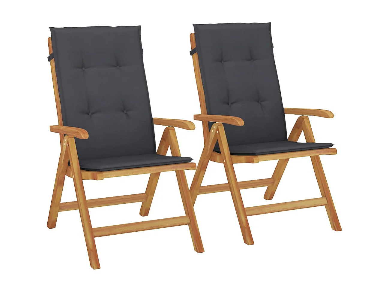 Chaise de jardin inclinable 2pc et coussin bois massif teck