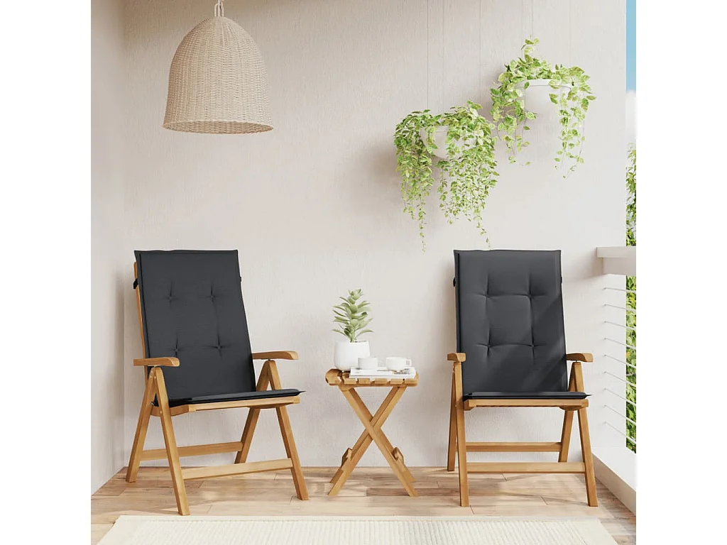 Chaise de jardin inclinable 2pc et coussin bois massif teck