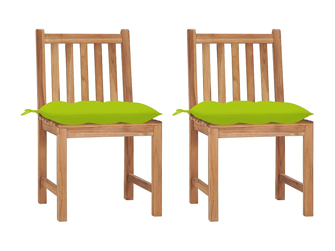 Chaise de jardin 2 pc avec coussin Bois de teck massif 22