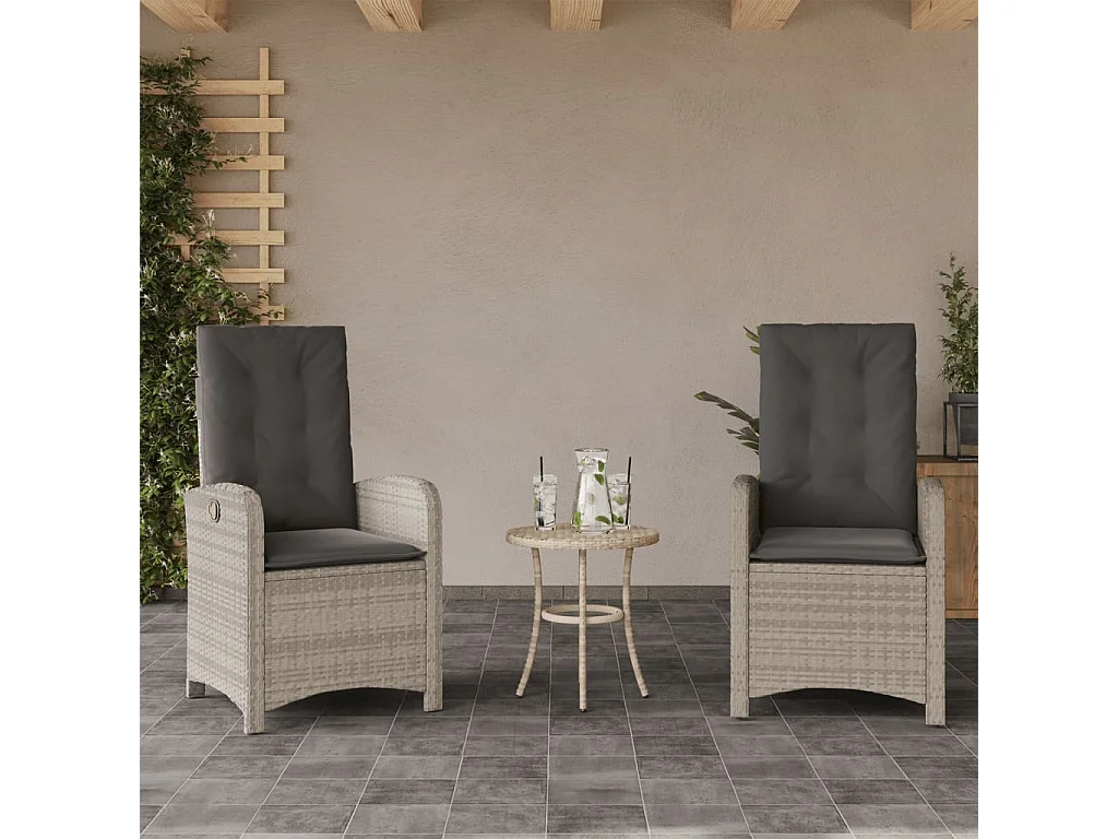 Chaise inclinable jardin lot de 2 et coussin résine tressée