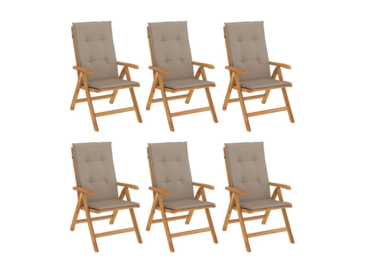 Chaise de jardin inclinable et coussin lot de 6 bois teck
