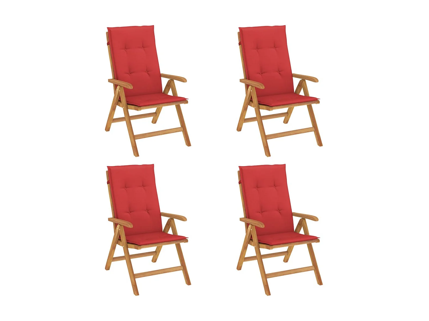 Chaise de jardin inclinable 4pc et coussin bois massif teck