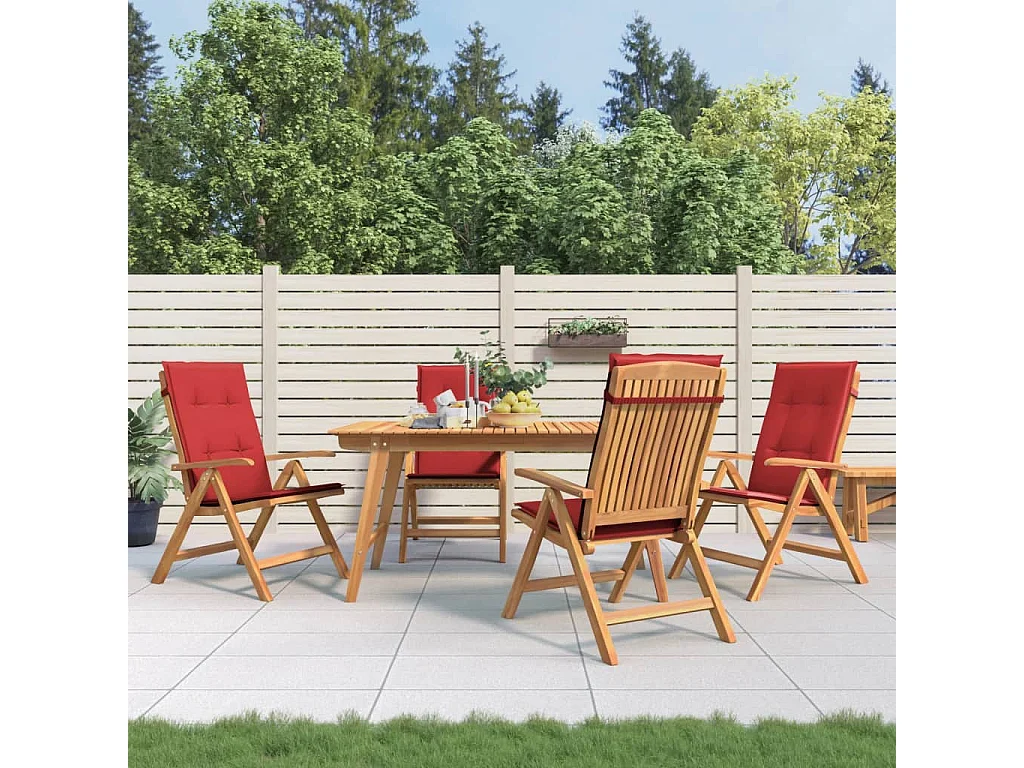Chaise de jardin inclinable 4pc et coussin bois massif teck
