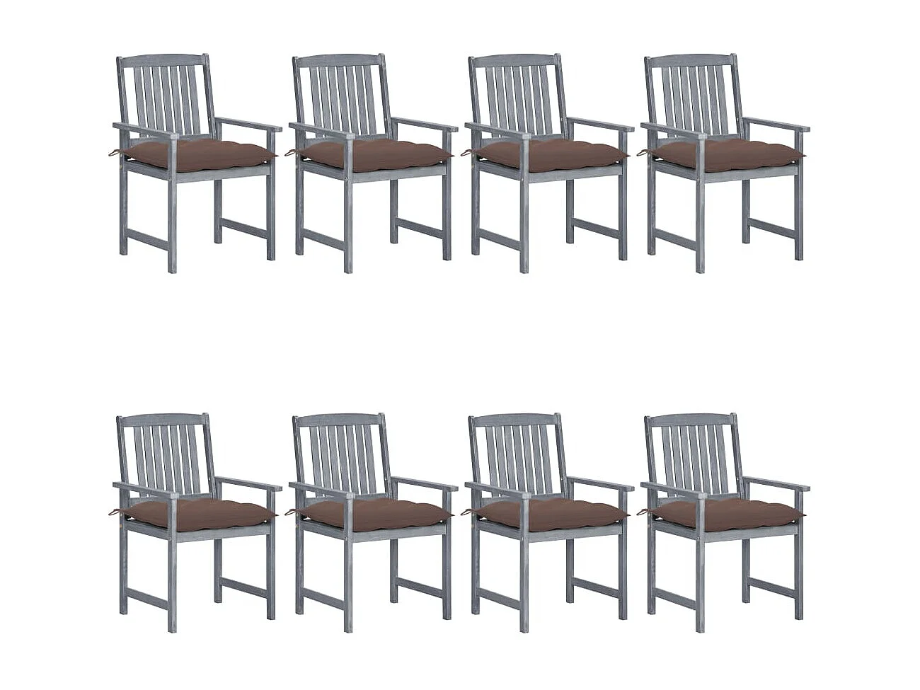 Chaise de jardin avec coussin 8 pc Bois d'acacia solide Gris 22