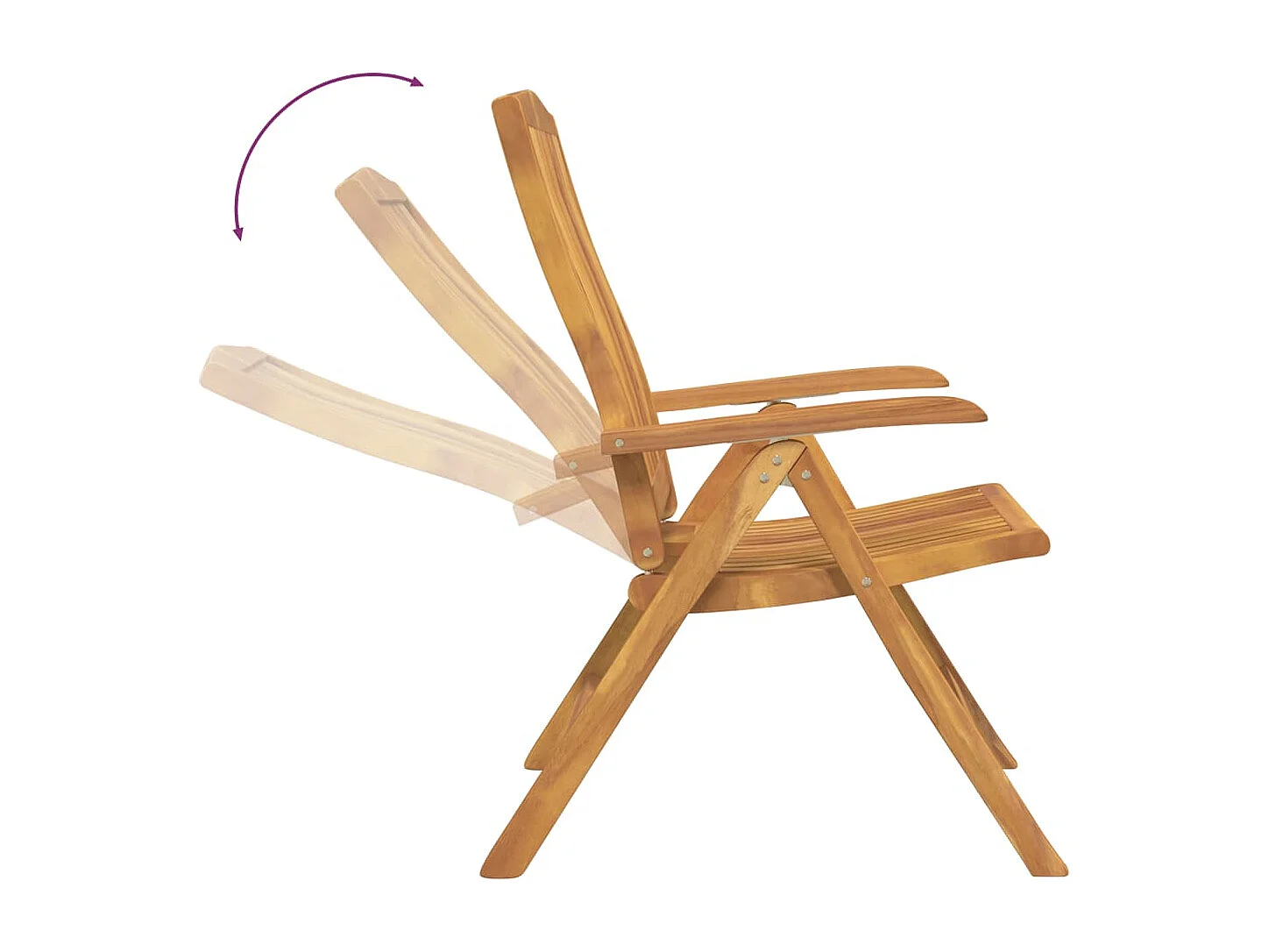 Chaise de jardin inclinable 4pc et coussin bois massif teck