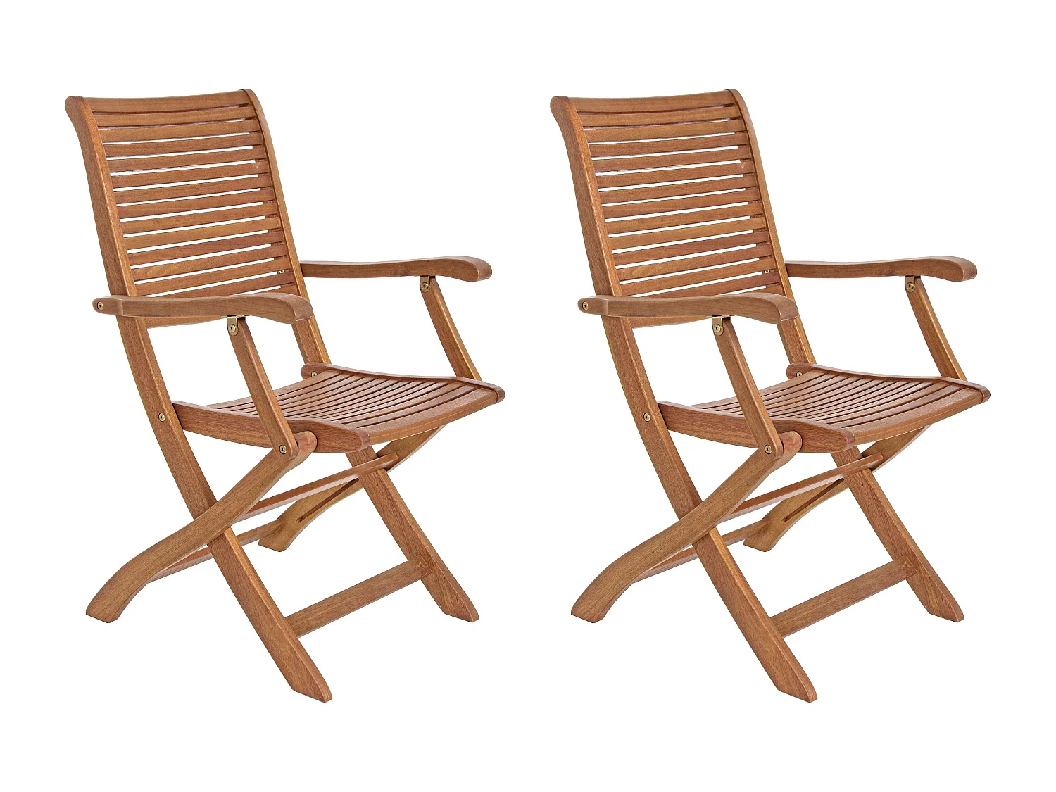 Lot de 2 chaises pliantes d’extérieur NOEMI avec accoudoirs – bois d’acacia huilé