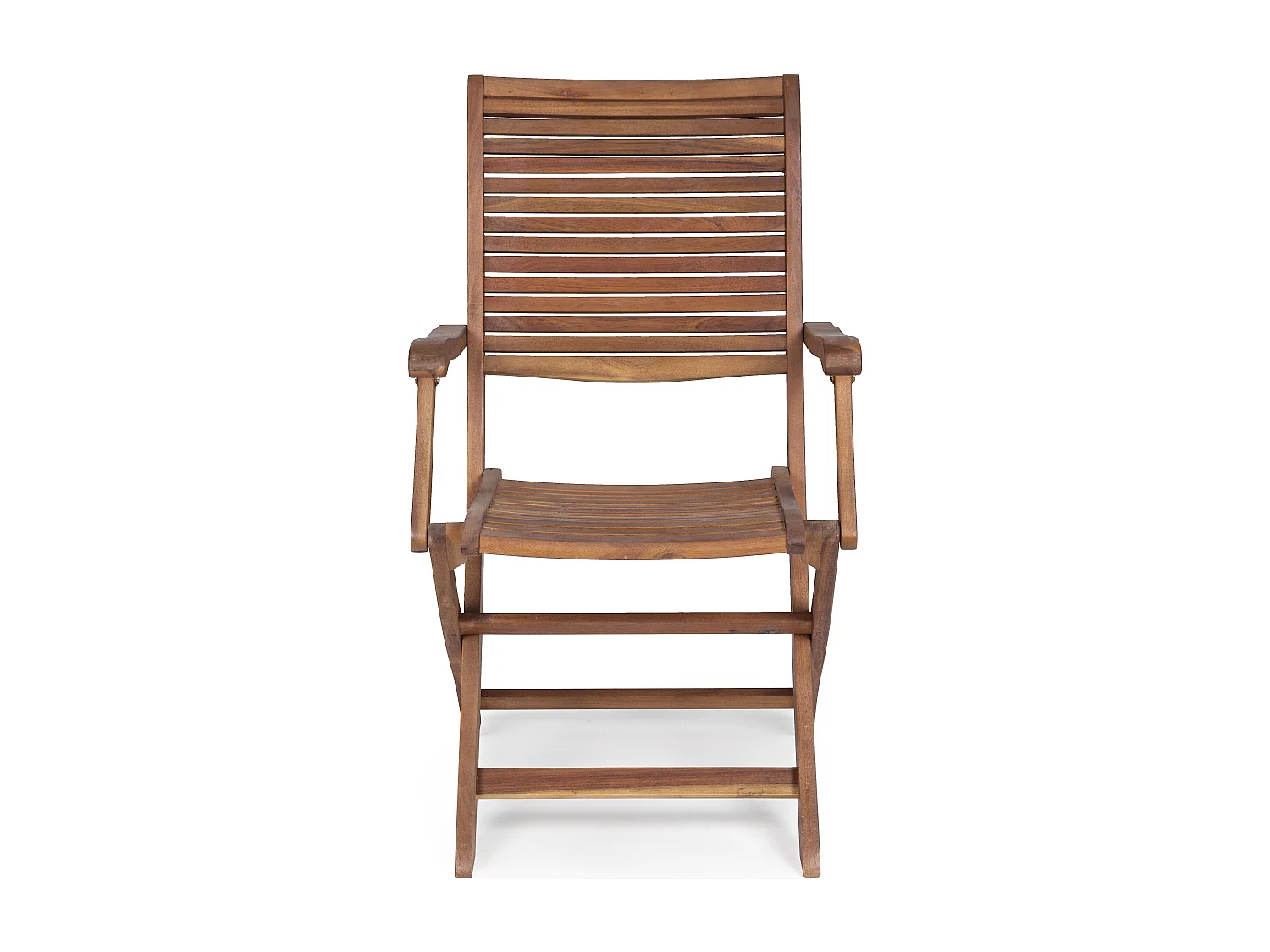Lot de 2 chaises pliantes d’extérieur NOEMI avec accoudoirs – bois d’acacia huilé