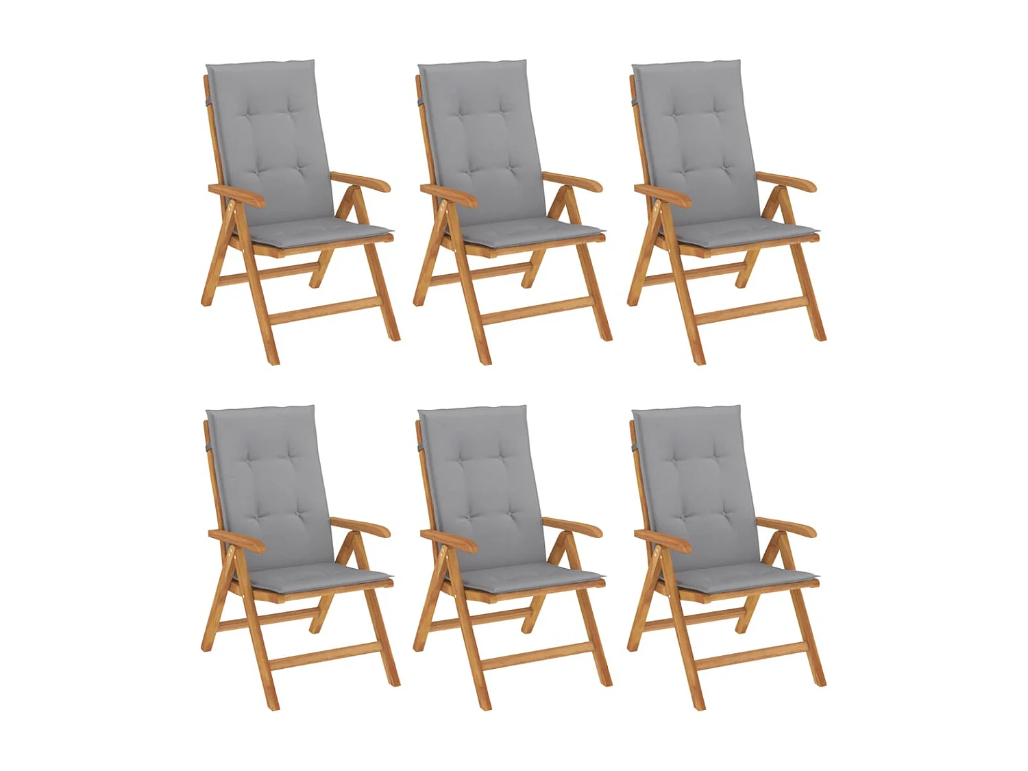 Chaise de jardin inclinable et coussin lot de 6 bois teck