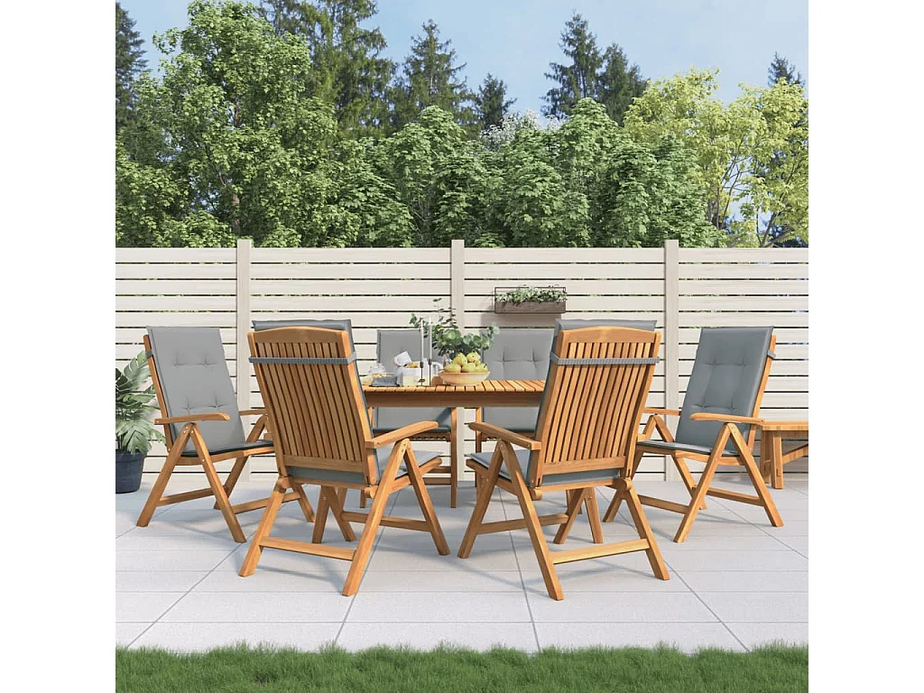 Chaise de jardin inclinable et coussin lot de 6 bois teck