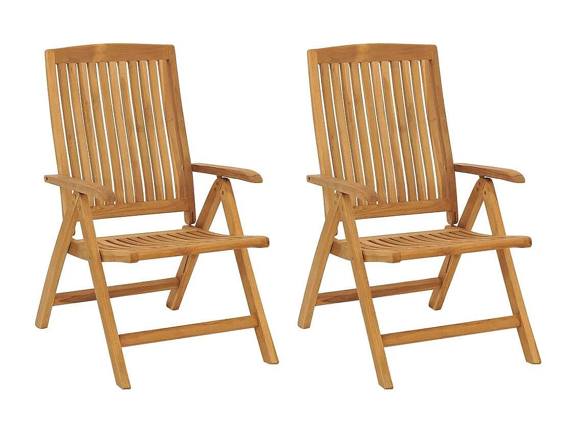 Chaise de jardin inclinable 2pc et coussin bois massif teck