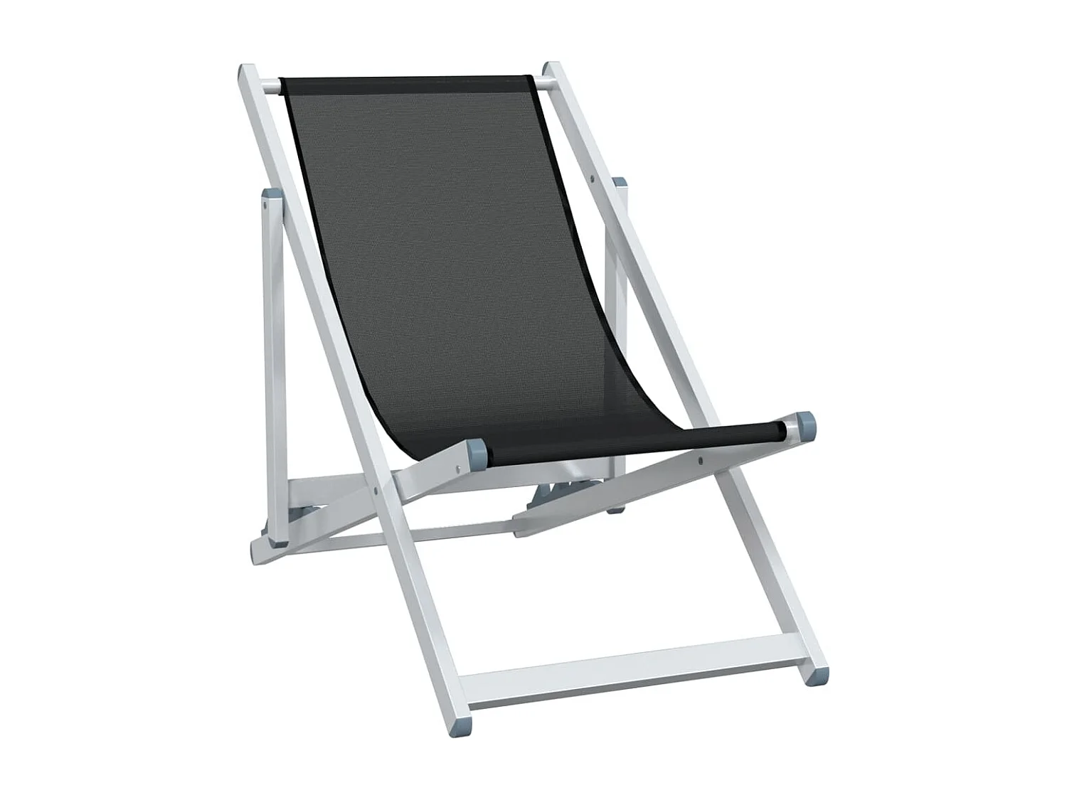 Chaise de plage pliante 2 pc noir aluminium et textilène