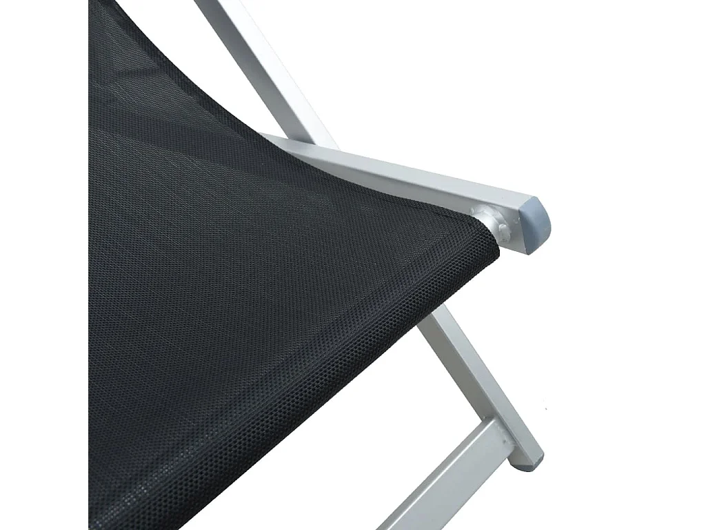 Chaise de plage pliante 2 pc noir aluminium et textilène