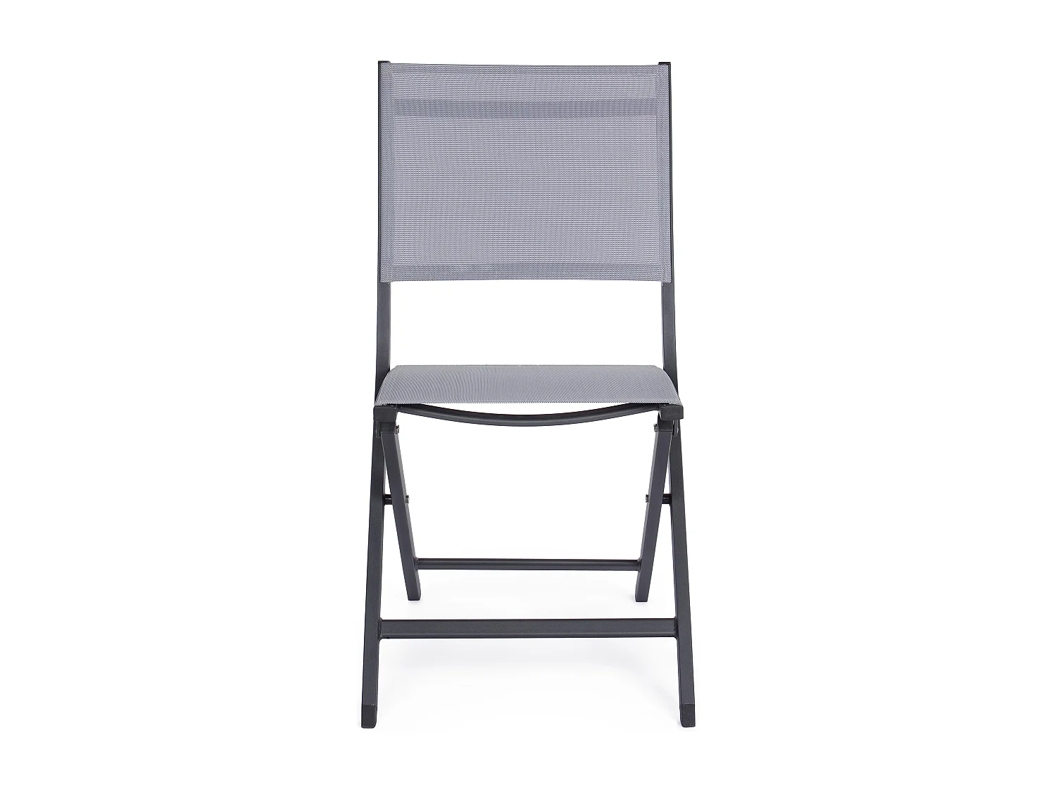Lot de 4 chaises pliantes ELIN – Aluminium & textilène-Gris foncé
