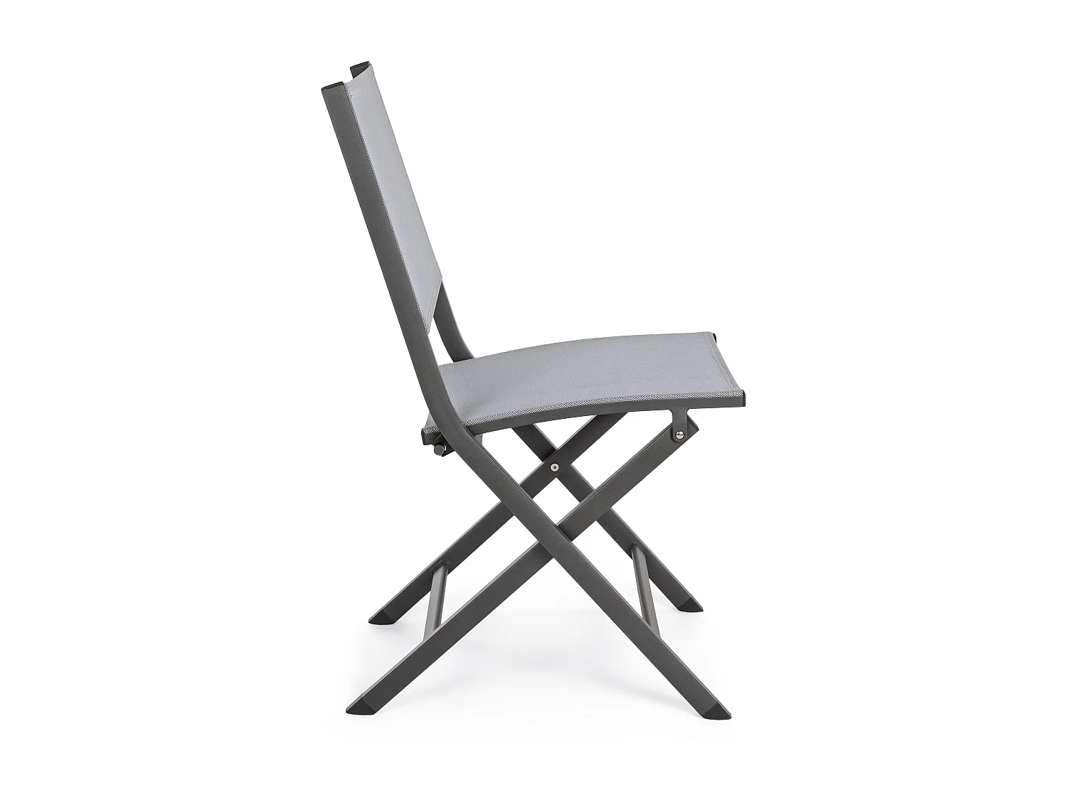 Lot de 4 chaises pliantes ELIN – Aluminium & textilène-Gris foncé