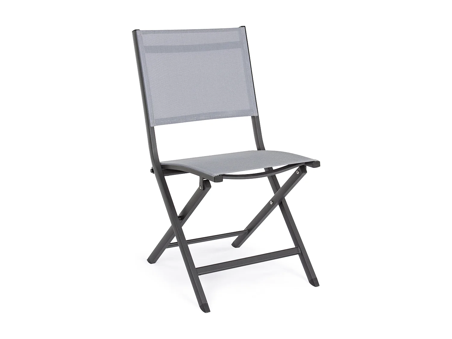 Lot de 4 chaises pliantes ELIN – Aluminium & textilène-Gris foncé