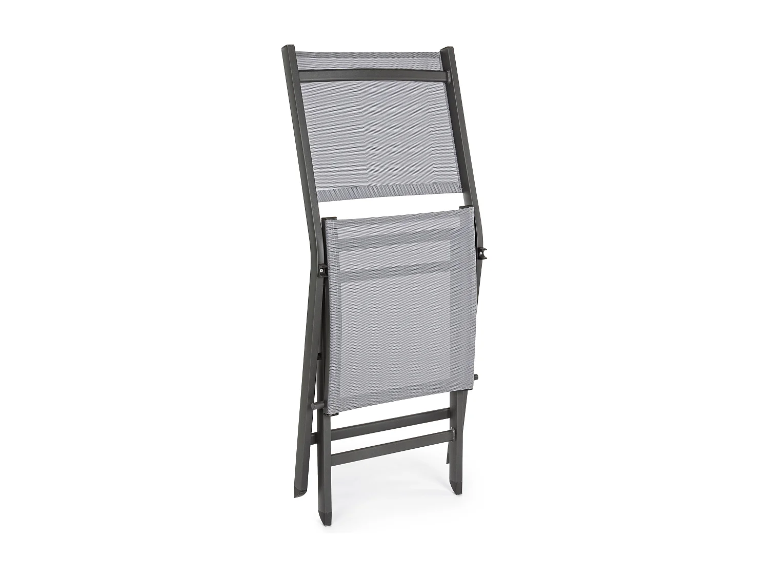 Lot de 4 chaises pliantes ELIN – Aluminium & textilène-Gris foncé