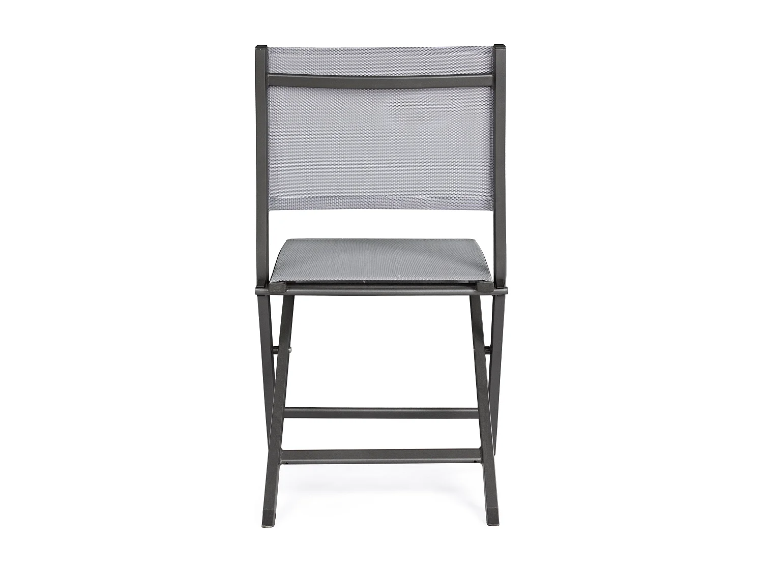 Lot de 4 chaises pliantes ELIN – Aluminium & textilène-Gris foncé