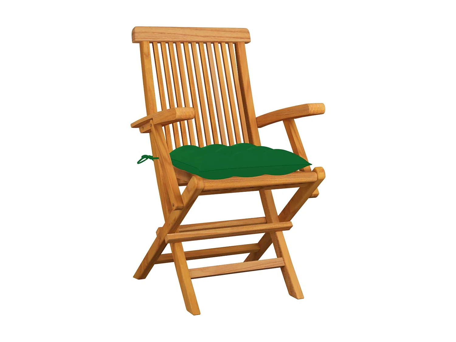 Chaise de jardin avec coussin vert 6 pc Bois de teck massif 3