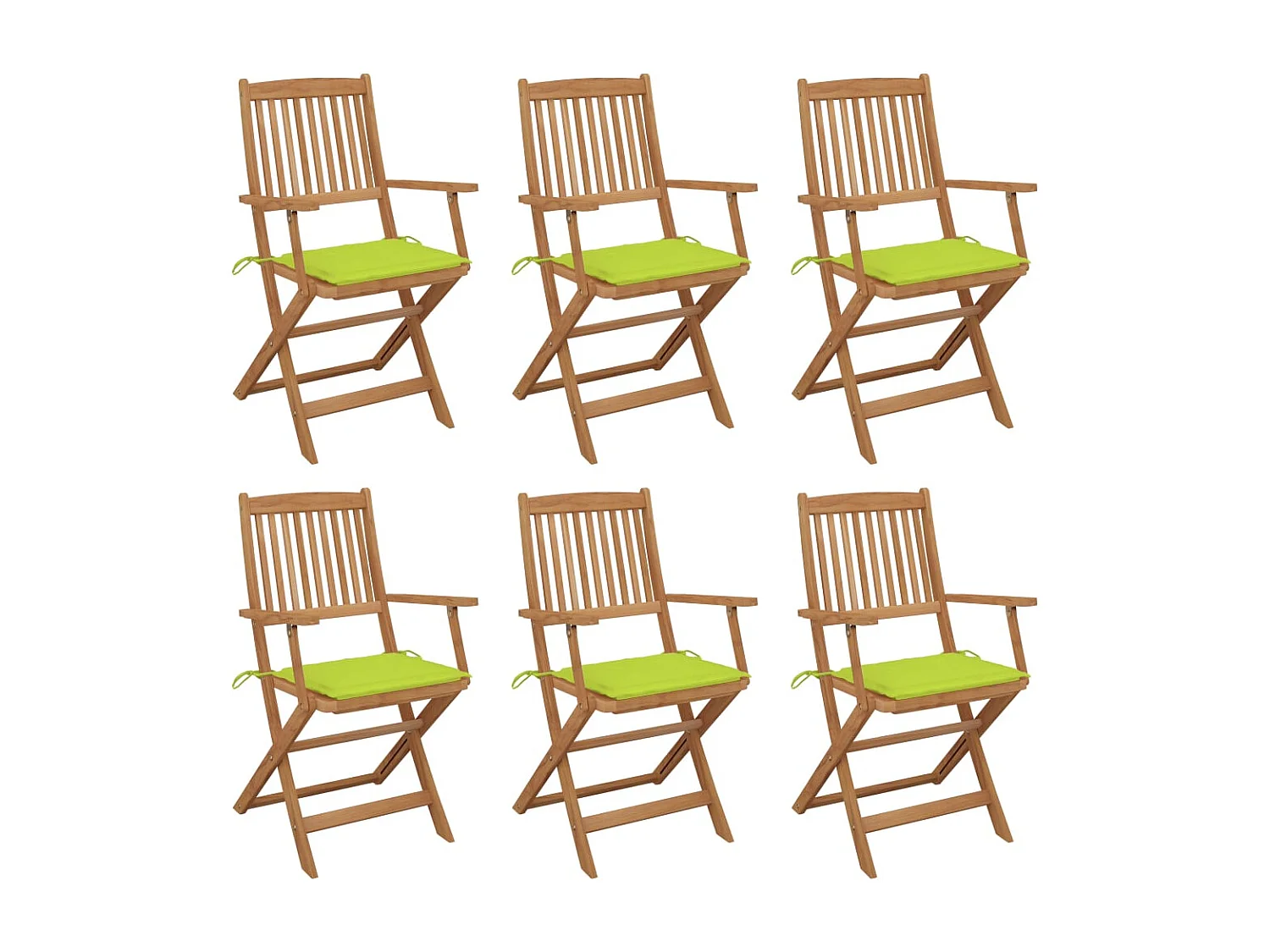 Chaise pliable de jardin 6 pc avec coussin Bois d'acacia 34