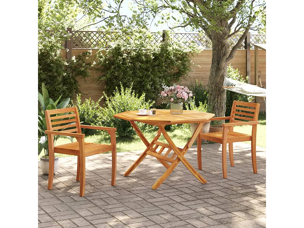 Chaise de jardin lot de 2 59x55x85 bois massif d'acacia
