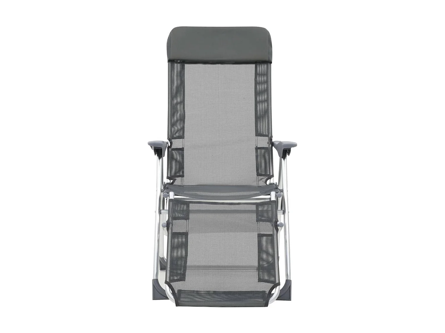 Chaise de camping pliante et repose-pied 2 pc gris textilène