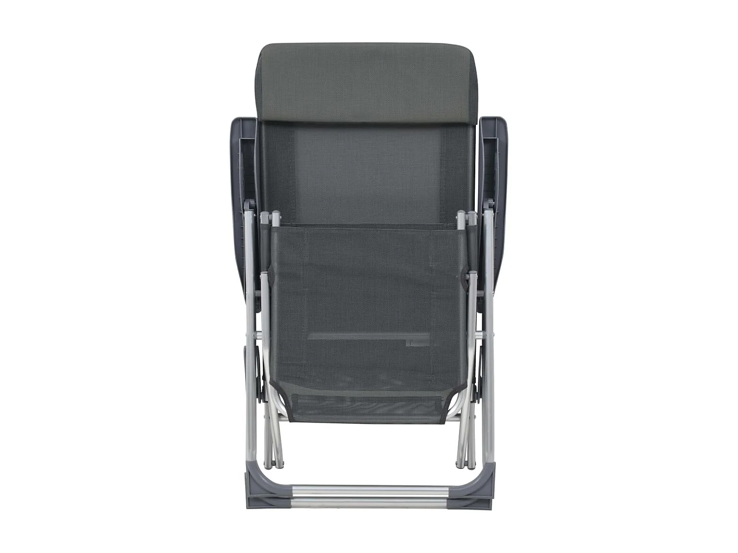 Chaise de camping pliante et repose-pied 2 pc gris textilène