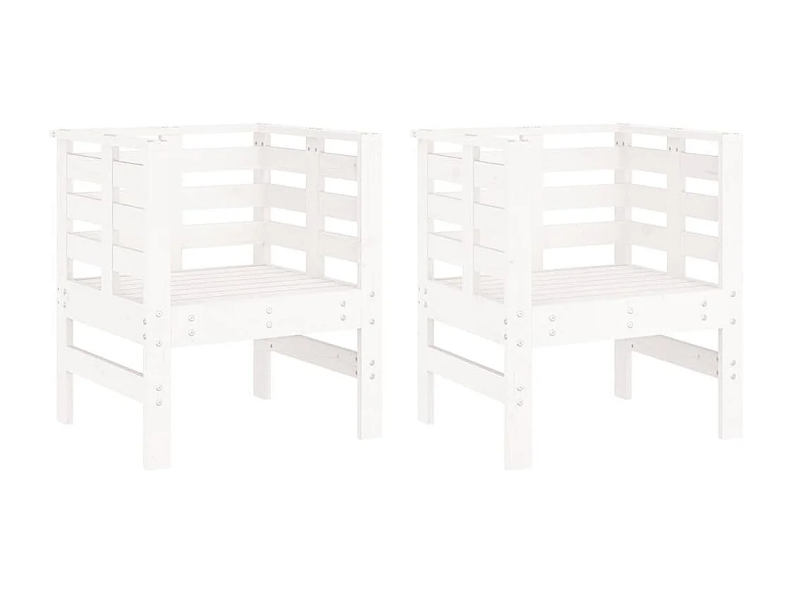 Chaise de jardin lot de 2 blanc 61,5x53x71 bois pin massif