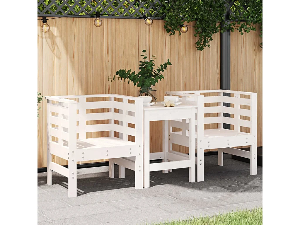 Chaise de jardin lot de 2 blanc 61,5x53x71 bois pin massif