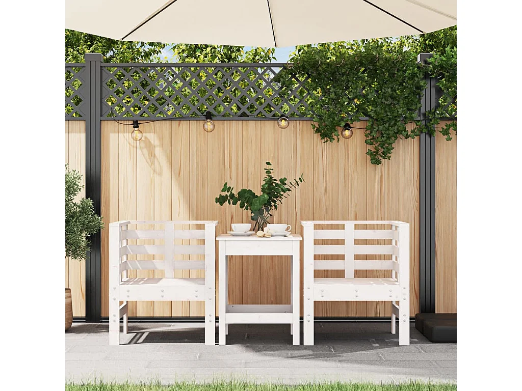 Chaise de jardin lot de 2 blanc 61,5x53x71 bois pin massif