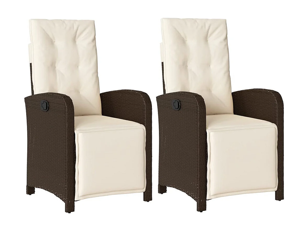 Chaise inclinable de jardin lot de 2 avec repose-pied rotin