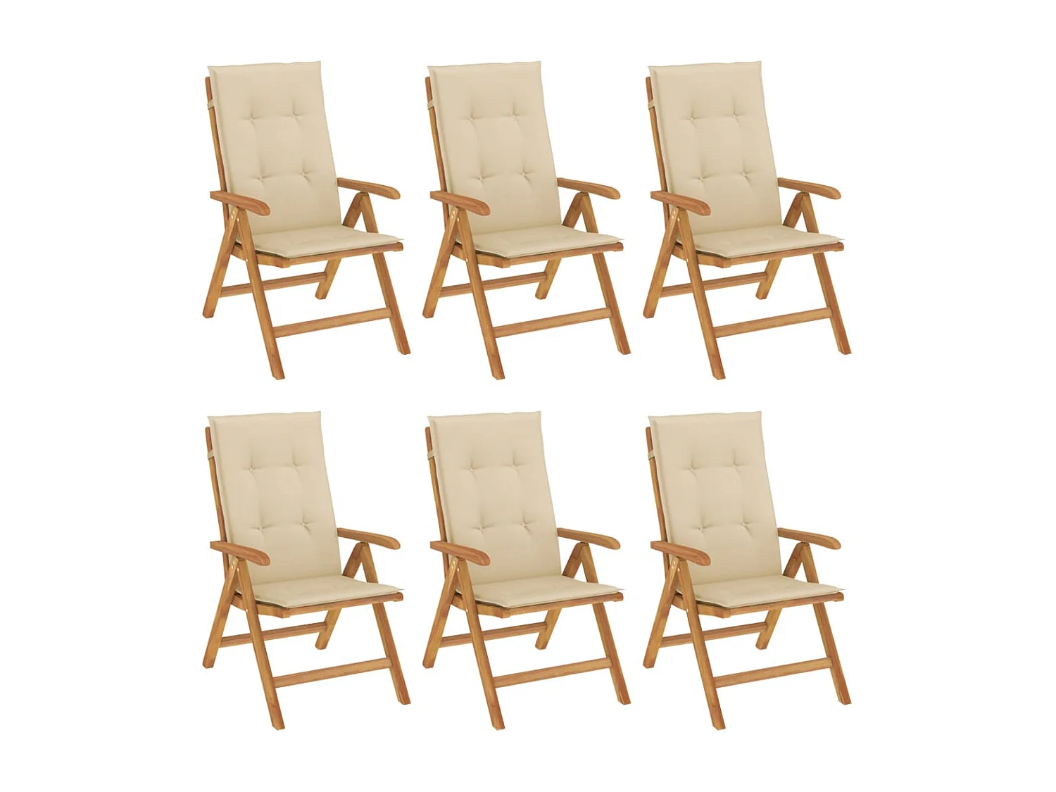 Chaise de jardin inclinable et coussin lot de 6 bois teck