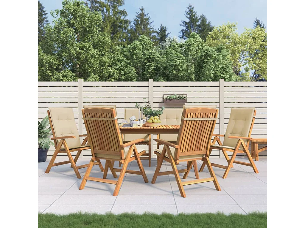 Chaise de jardin inclinable et coussin lot de 6 bois teck