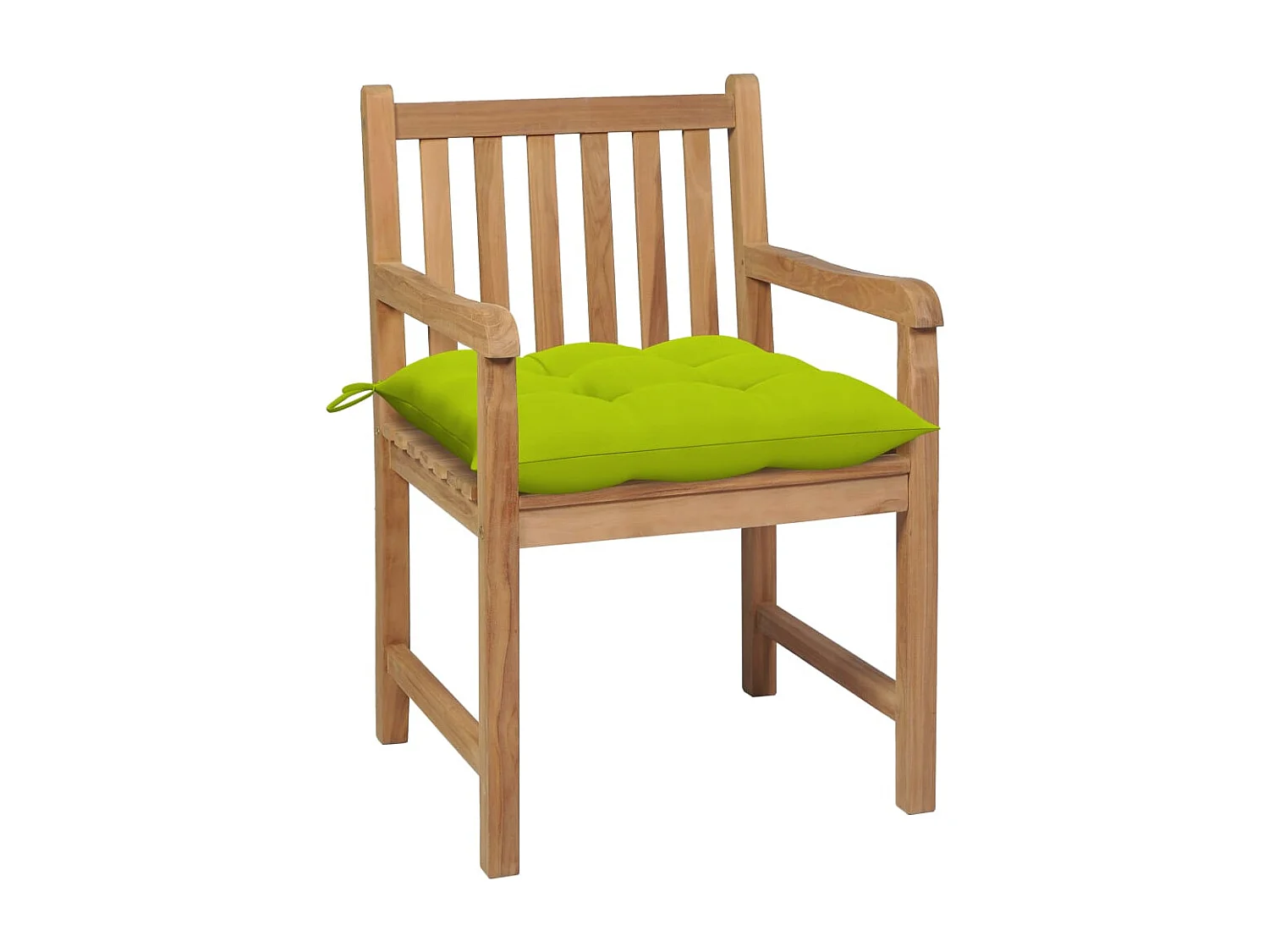 Chaise de jardin 2 pc avec coussin vert vif Teck massif 6