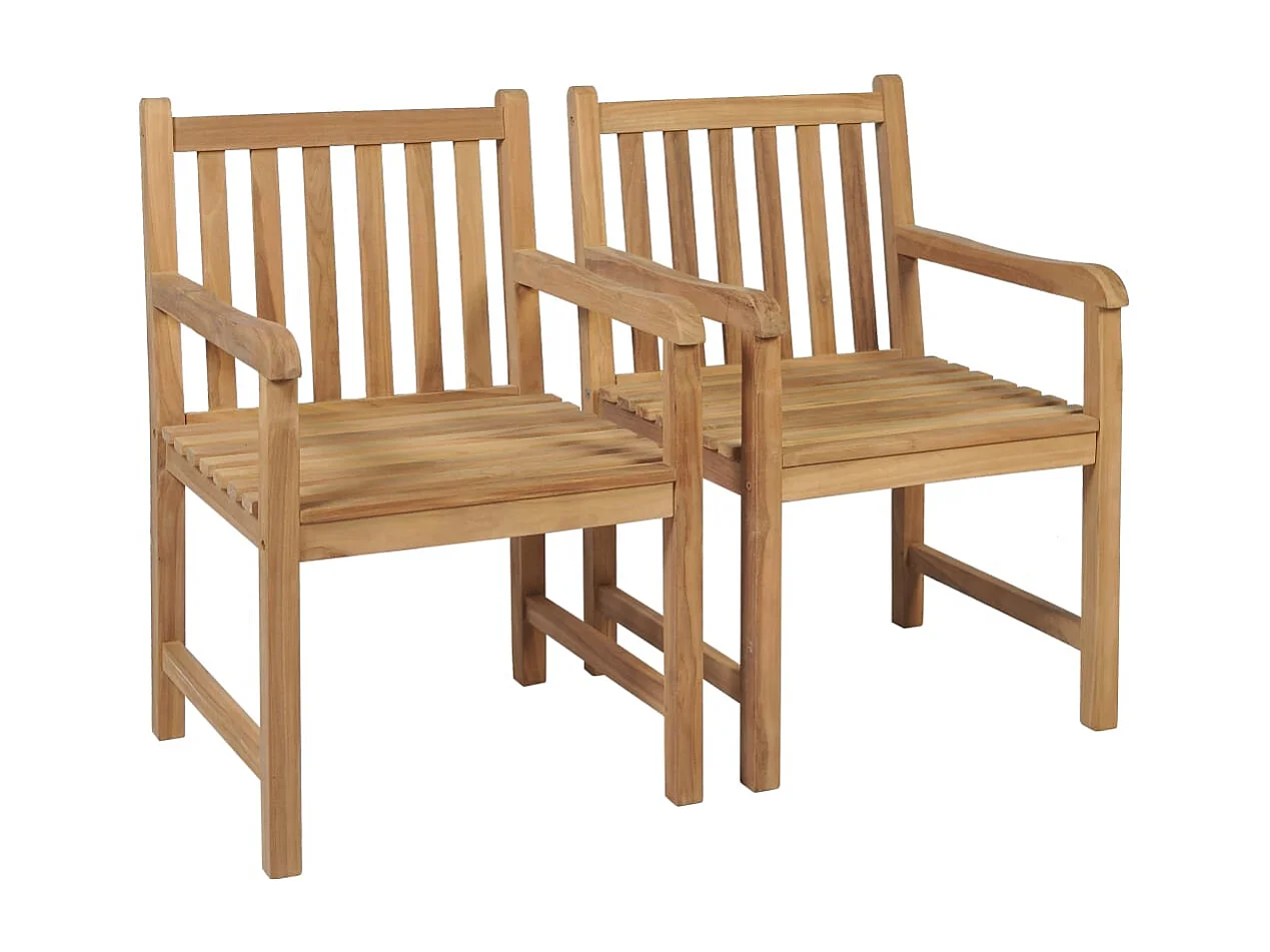 Chaise de jardin 2 pc avec coussin vert vif Teck massif 6